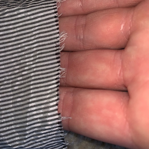 Funky grey stripe on silvery material high waisted asymmetrical skirt Small - Picture 9 of 16